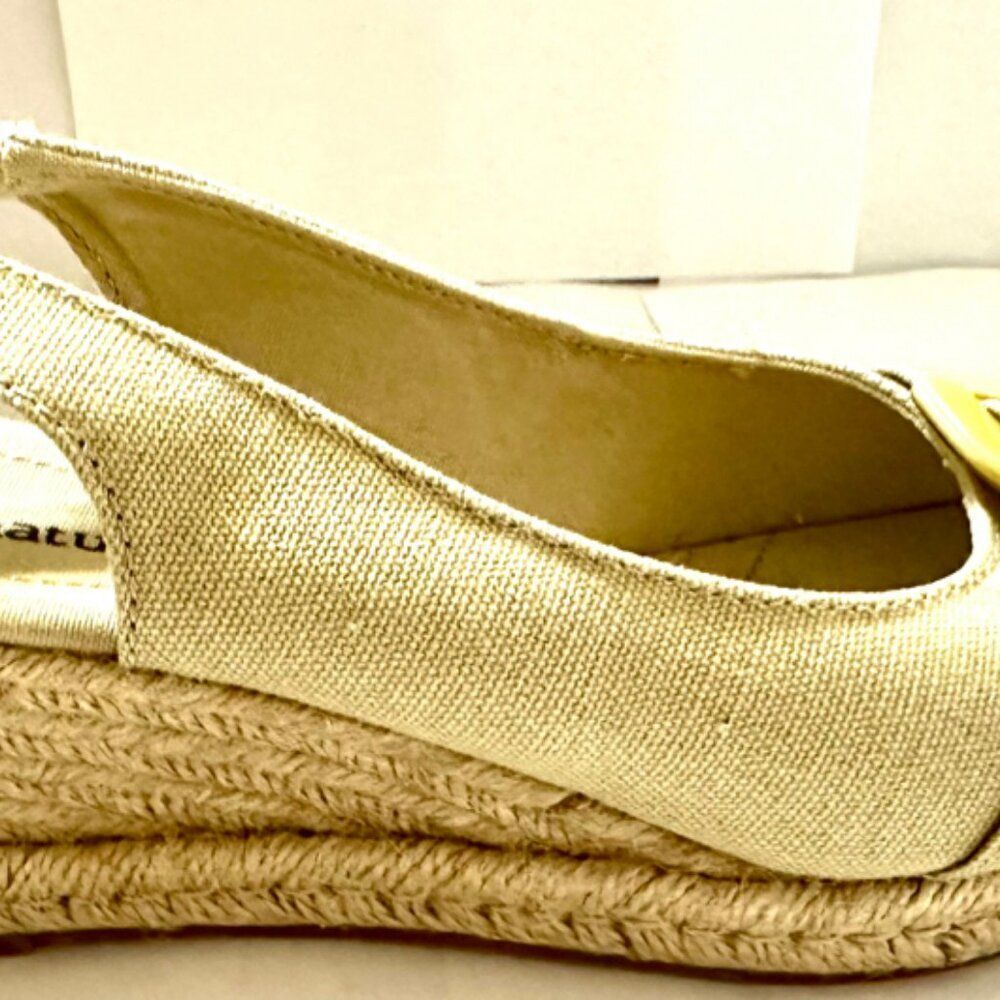 Naturalizer Bina Slingback Espadrille Beige Canvas Wedge Sandals Women's Sz 8 M - Picture 2 of 9